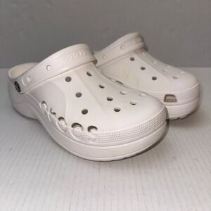 Crocs Baya Clog Platform Women 10 White Platform Comfort Slip On Shoes Clogs